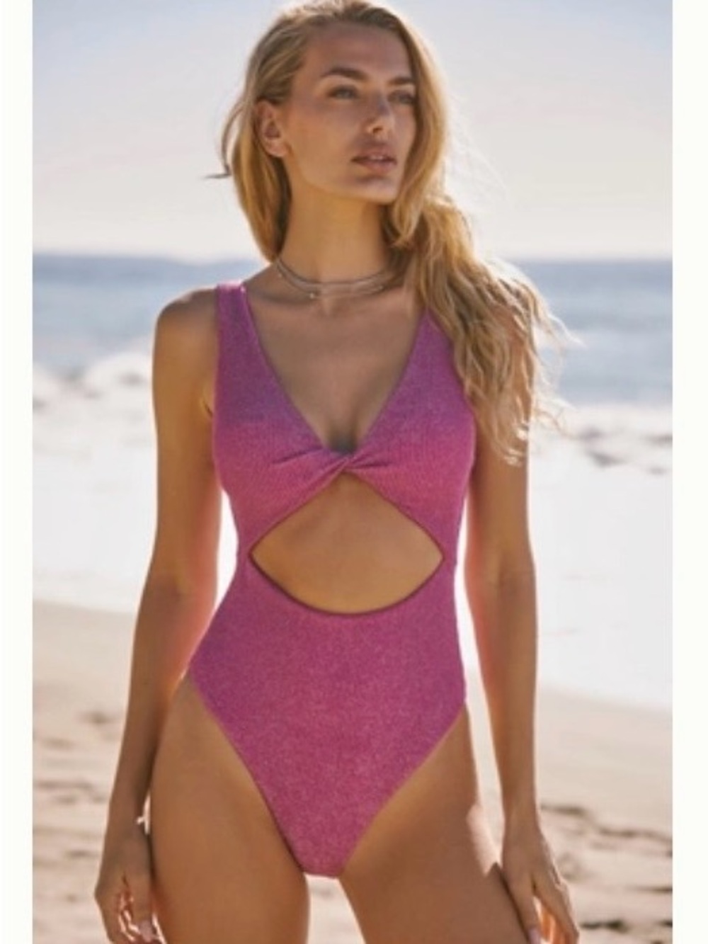 Ribbed Magenta Sparkling One-Piece Swimsuit - Women Intimates & Sleepwear